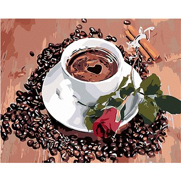 Malování podle čísel - Šálek kávy a růže (HRAmal00263nad)