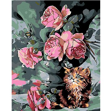 Malování podle čísel - Malé kotě mezi květy (HRAmal00292nad)