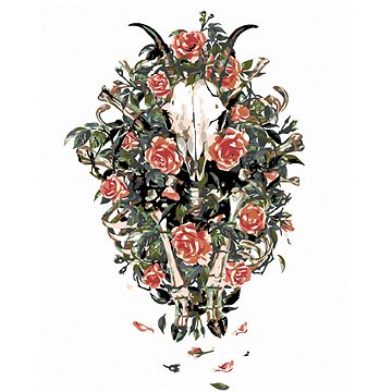 Malování podle čísel - Kozí lebka v květinách (HRAmal00368nad)