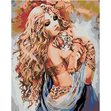 Malování podle čísel - Krásná žena a tygří mládě (HRAmal00409nad)