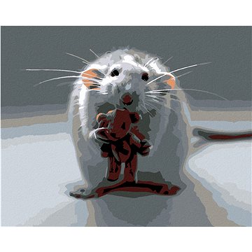 Malování podle čísel - Bílá myška s méďou (HRAmal00614nad)
