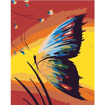 Malování podle čísel - Motýl v trávě a západ slunce (HRAmal00763nad)