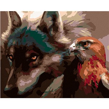 Malování podle čísel - Vlk s dravcem (HRAmal00767nad)