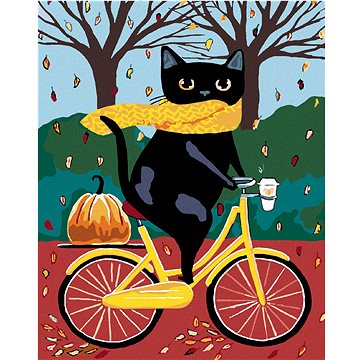 Malování podle čísel - Černá kočka a žluté kolo (HRAmal00846nad)