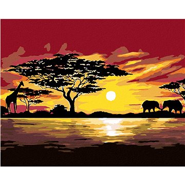 Malování podle čísel - Afrika žirafa a sloni (HRAmal00866nad)