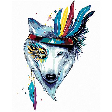 Malování podle čísel - Vlk s čelenkou (HRAmal00980nad)