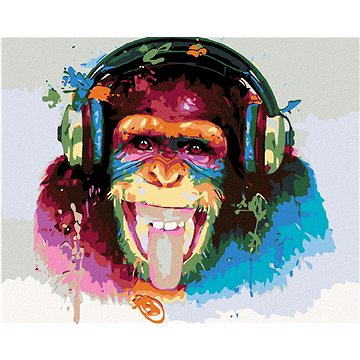 Malování podle čísel - Opice se sluchátky (HRAmal01124nad)