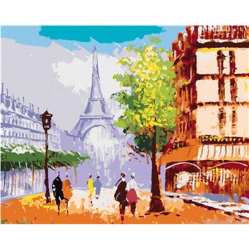 Zuty - Malování podle čísel - EIFFELOVA VĚŽ V PAŘÍŽI POHLED NA ULICI, 80x100 cm, vypnuté plátno na r (HRAmmb10689nad)