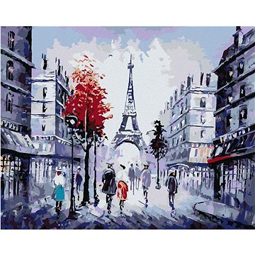 Zuty - Malování podle čísel - POHLED NA ULICI V PAŘÍŽI A BAREVNÝ STROM, 80x100 cm, vypnuté plátno na (HRAmmb10709nad)