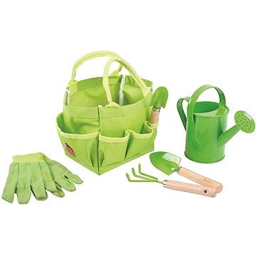 Bigjigs Toys Zahradní set nářadí v plátěné tašce zelený (691621652794)