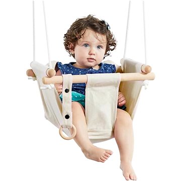 Dvěděti Dětská textilní houpačka 100% bavlna béžová (0745178119375)