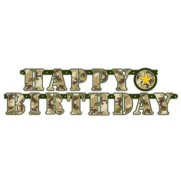 Girlanda narozeniny - happy birthday - maskáč - army - voják - 160 cm (11179485383)