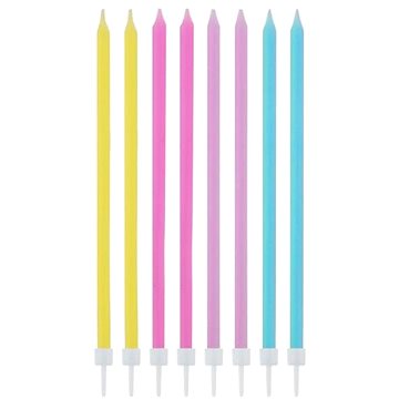 Narozeninové svíčky - pastelové dlouhé,14,5 cm 16 ks (5902973131406)