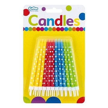 Narozeninové svíčky barevné s puntíky - 24 ks - 11,5 cm (5902973113266)