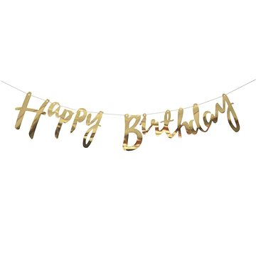 Girlanda narozeniny - happy birthday - zlatá, 150 cm (5902934215510)