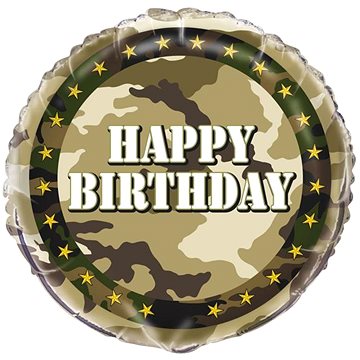 Fóliový balón happy birthday - narozeniny - maskáč - army - voják - 45 cm (11179485376)