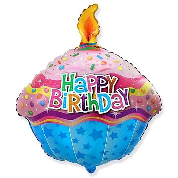Balón foliový 60 cm - happy birthday - narozeniny - dort - muffin - cupcake (8435102301526)
