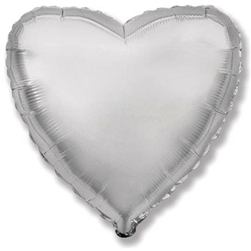 Balón foliový 45 cm srdce stříbrné - valentýn / svatba (8435102306071)