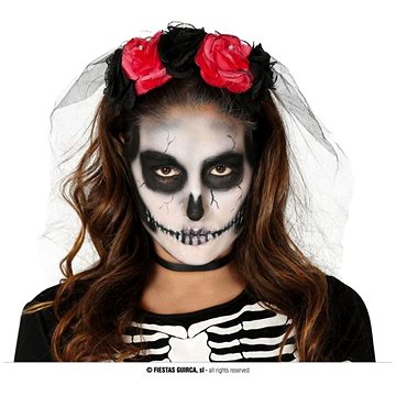 Čelenka - závoj červené růže - halloween