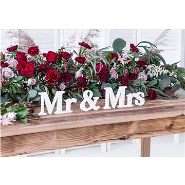 Dřevěný nápis "Mr & Mrs" - pan a paní - bílý, 50 x 9,5 cm (5900779111127)
