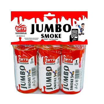 Dýmovnice - jumbo smoke - červená - 3ks - trhací pojistka (8595596318995)
