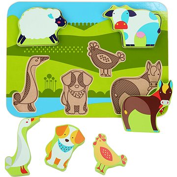 Lucy & Leo 226 Zvířátka na farmě - dřevěné vkládací puzzle 7 dílů (4897059892269)