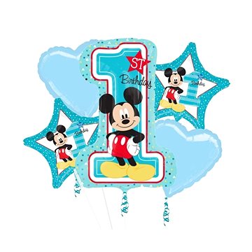 Balónková sada - Mickey Mouse - 1. Narozeniny - 5 ks fóliových balónků (26635343411)