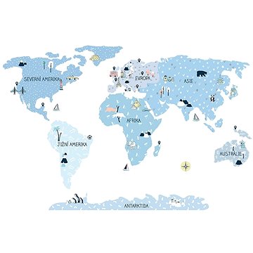 Kopko samolepky na zeď mapa světa - blue (2882956579025)