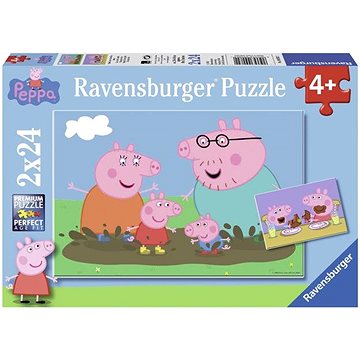 Ravensburger puzzle 090822 Prasátko Peppa: Šťastná rodina 2x24 dílků (4005556090822)