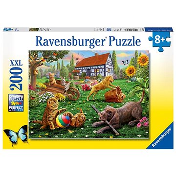 Ravensburger puzzle 128280 Zvířata hrající si na dvorku 200 dílků (4005556128280)