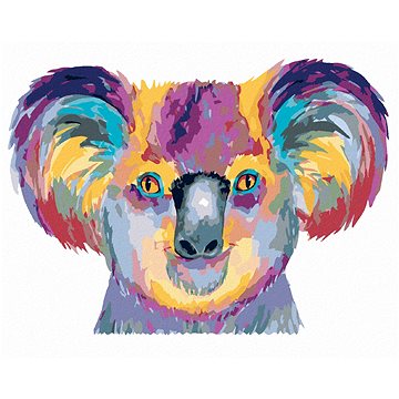 Diamondi - Diamantové malování - BAREVNÁ KOALA NA BÍLÉM POZADÍ, 40x50 cm, Vypnuté plátno na rám (604794B)