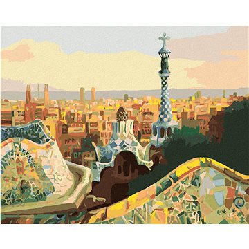 Diamondi - Diamantové malování - VÝHLED NA BARCELONU Z PARKU GÜELL, 40x50 cm, Vypnuté plátno na rám (606927B)