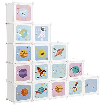 Songmics, Organizér na hračky 15 boxů, vesmír 123 x 31 x 123 cm (LPC902W)