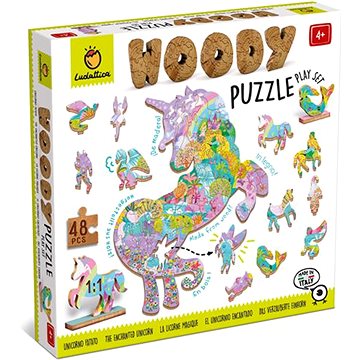 Ludattica Woody Jednorožci, dřevěné puzzle, 48 dílků (21269)