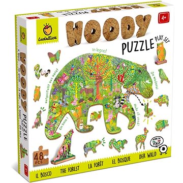 Ludattica Woody Lesní Zvířátka, dřevěné puzzle, 48 dílků (21252)