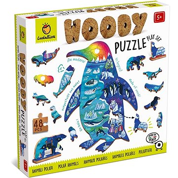 Ludattica Woody Polární Zvířátka, dřevěné puzzle, 48 dílků (21696)