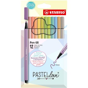 STABILO Pen 68 - Pastellove - 12 ks sada - 12 různých barev (4006381594721)