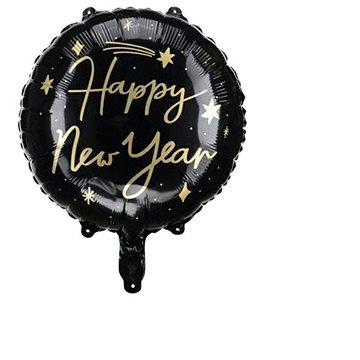 Balón foliový černý happy new year - silvestr - 45 cm (FB162)