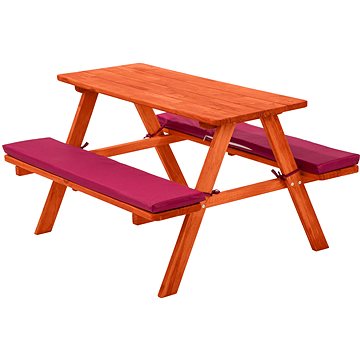Dětská pikniková lavice s polstrováním červená (403243)