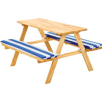 Dětská pikniková lavice s polstrováním modrá/bílá (403244)