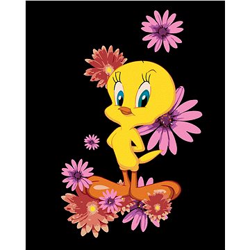 Zuty - Tweety a růžové květiny (looney tunes), 40×50 cm (HRAwlmal387nad)