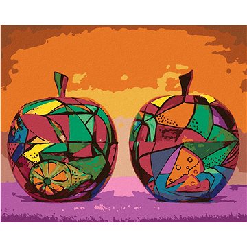 Abstraktní barevná jablka, 40×50 cm, bez rámu a bez vypnutí plátna (6040320)