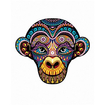Abstraktní barevná opice na bílém pozadí, 40×50 cm, bez rámu a bez vypnutí plátna (6043910)