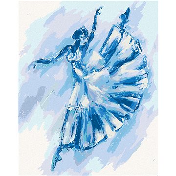 Abstraktní modrá baletka, 40×50 cm, vypnuté plátno na rám (6047801)