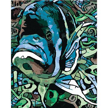 Abstraktní ryba zelená, 80×100 cm, bez rámu a bez vypnutí plátna (6050532)