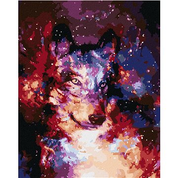 Abstraktní vlk ve vesmíru, 80×100 cm, vypnuté plátno na rám (6048613)