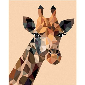 Abstraktní žirafa na oranžovém pozadí, 40×50 cm, bez rámu a bez vypnutí plátna (6044590)