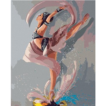 Baletka tančící na paletě barev, 40×50 cm, bez rámu a bez vypnutí plátna (6047720)