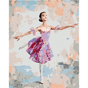 Baletka v růžových šatech, 40×50 cm, vypnuté plátno na rám (6047761)