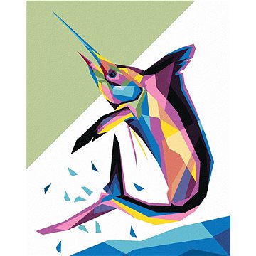 Barevná abstraktní ryba, 80×100 cm, bez rámu a bez vypnutí plátna (6051812)